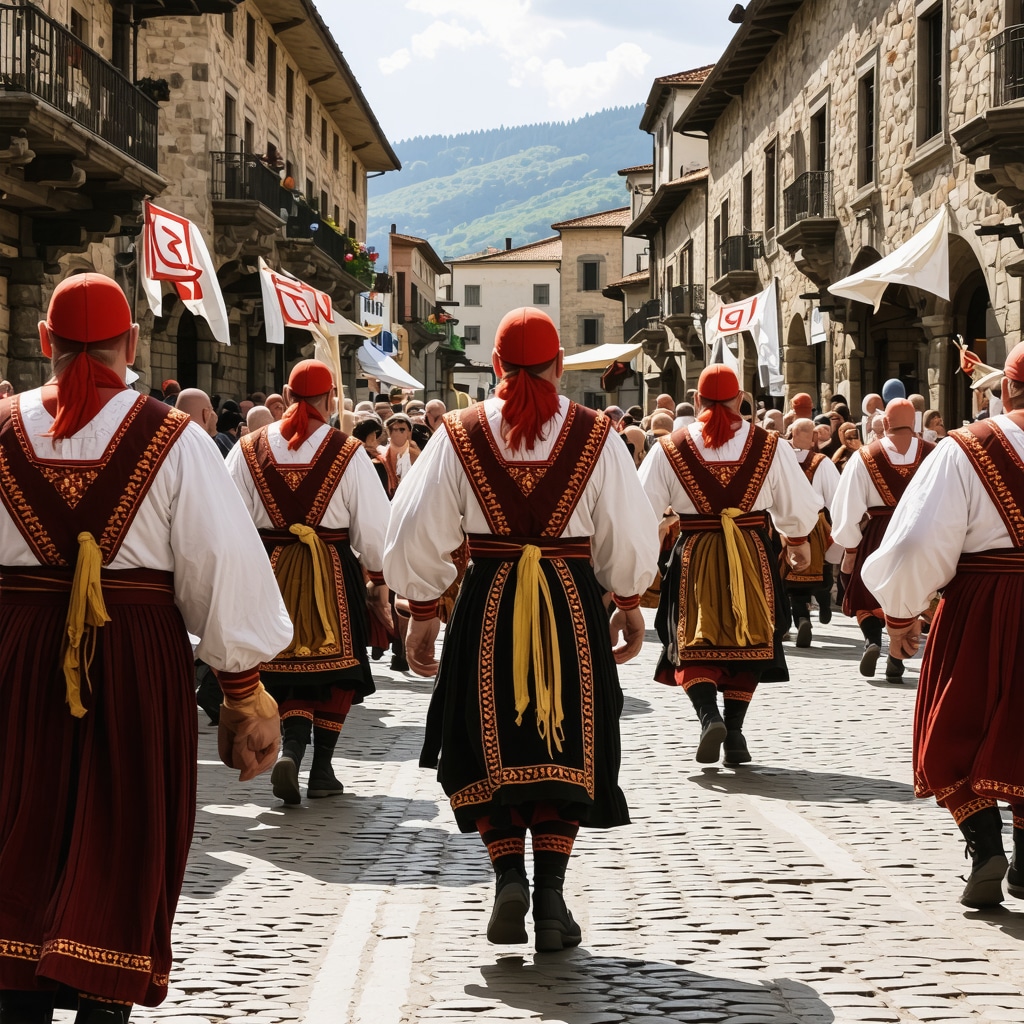 Vibrant cultural festival with traditional costumes and dance
