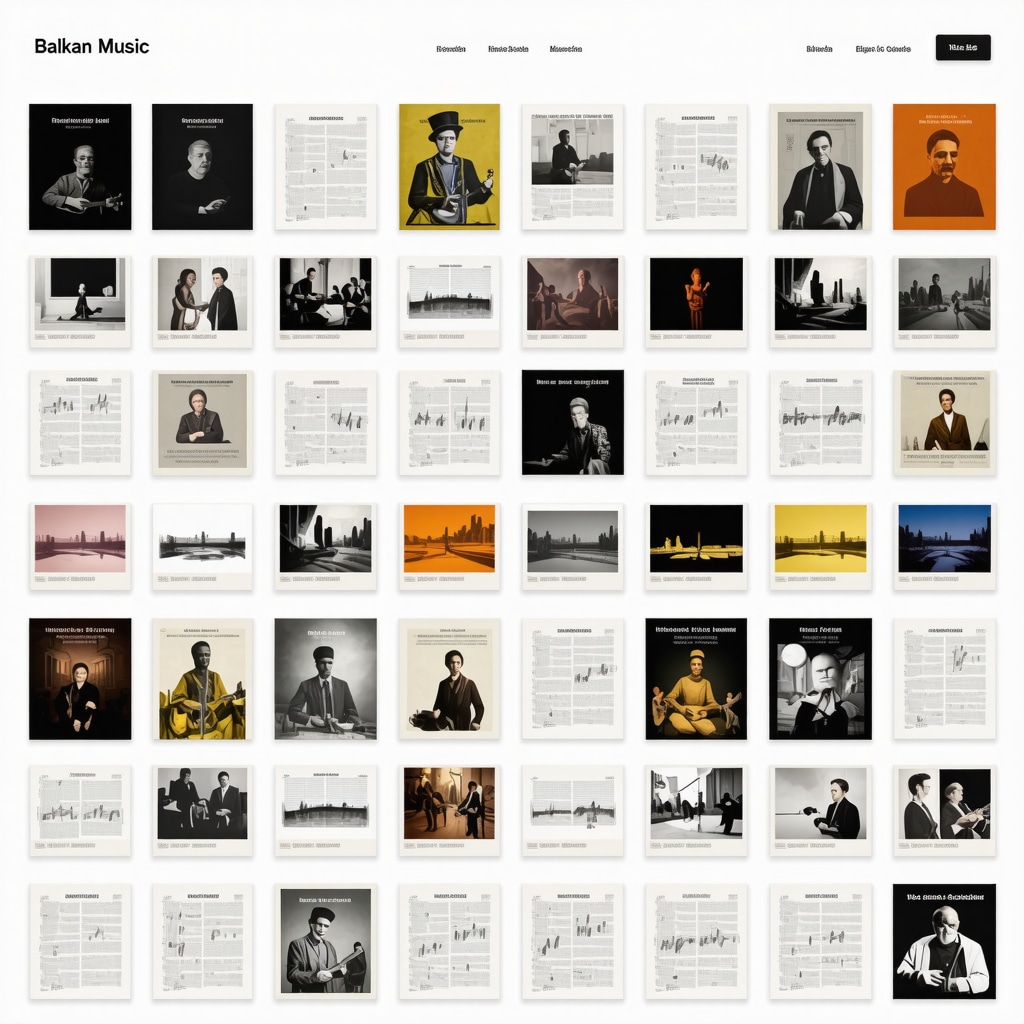 A screenshot of a sophisticated digital archive platform with Balkan music recordings and ethnographic data.