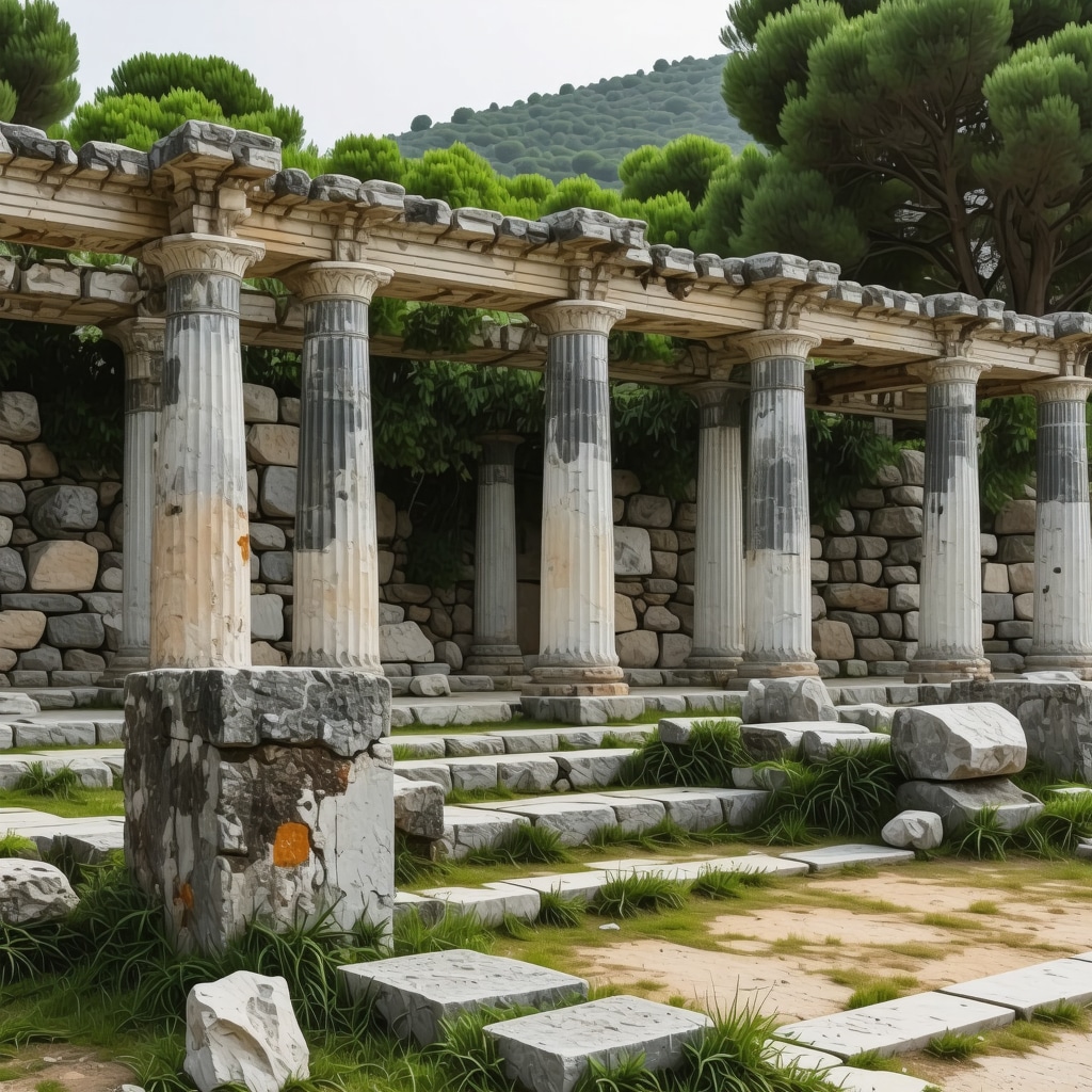 AI and IoT sensor technology monitoring ancient ruins in Butrint for heritage conservation