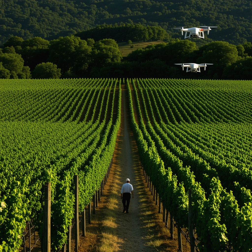 Historic vineyards in Bursa with drones and farmers using technology