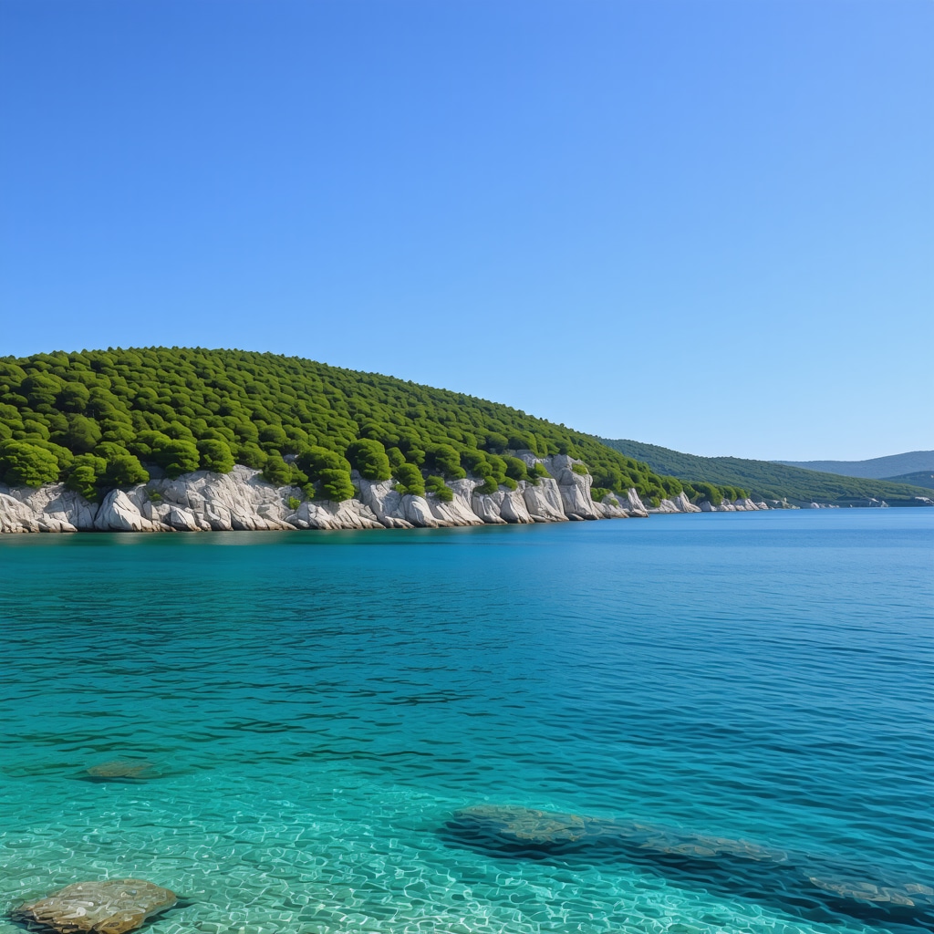 Breathtaking panoramic view of Lastovo island with pristine waters and lush landscape