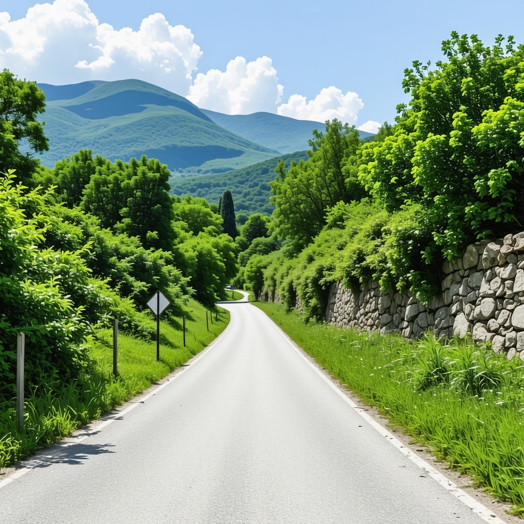 Scenic mountain road in the Balkans with lush landscape and historical sites
