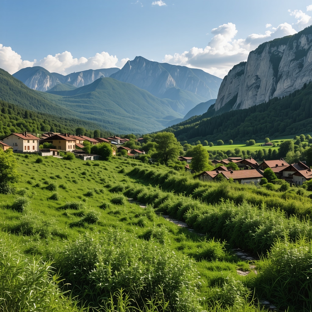 Landscape of Hercegovina with mountains and rivers.