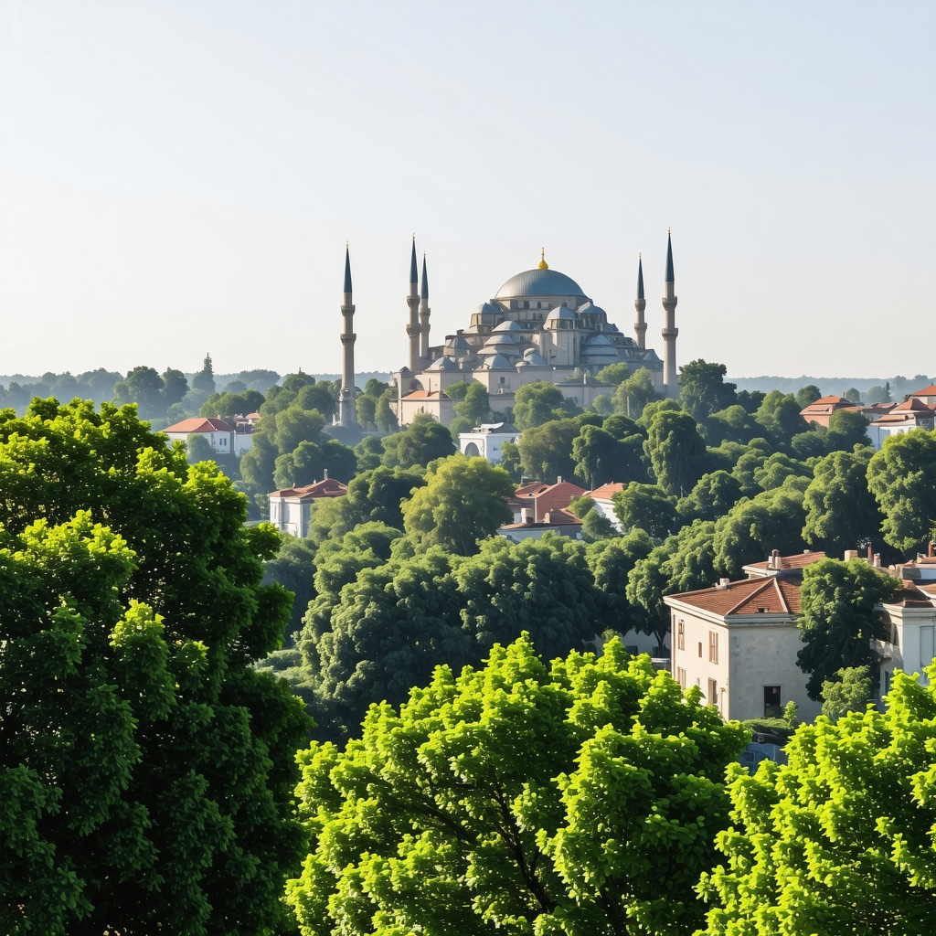 Panoramic view of Edirne's skyline featuring the Selimiye Mosque and green landscapes