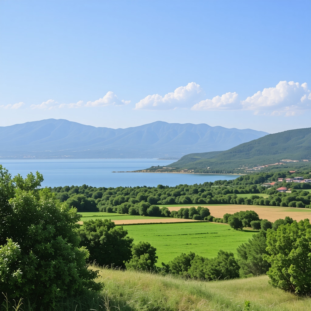 Pamje e peizazheve të ndryshme të Tekirdağ me male, bregdet dhe fusha të gjelbra.