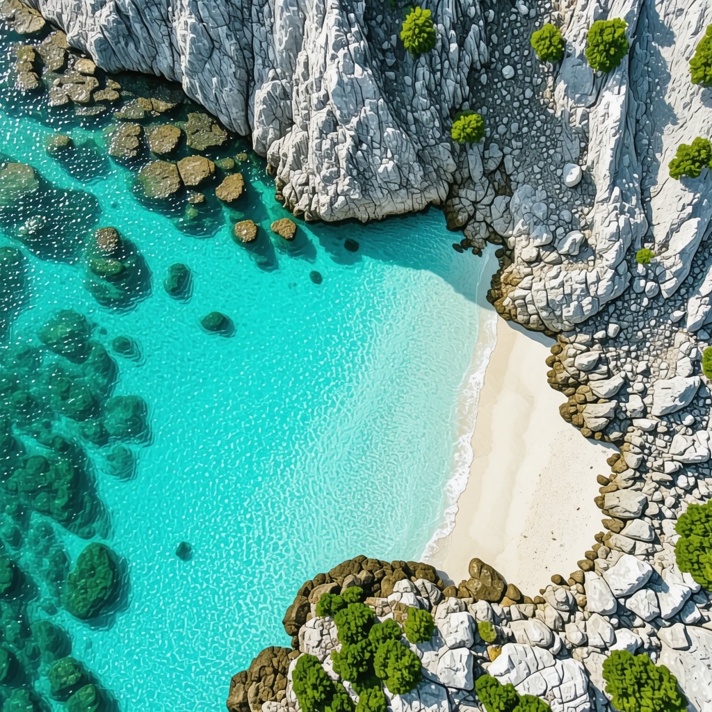 Një plazh i vogël, i panjohur në Kroaci me ujë të kaltër dhe shkëmbinj të bardhë