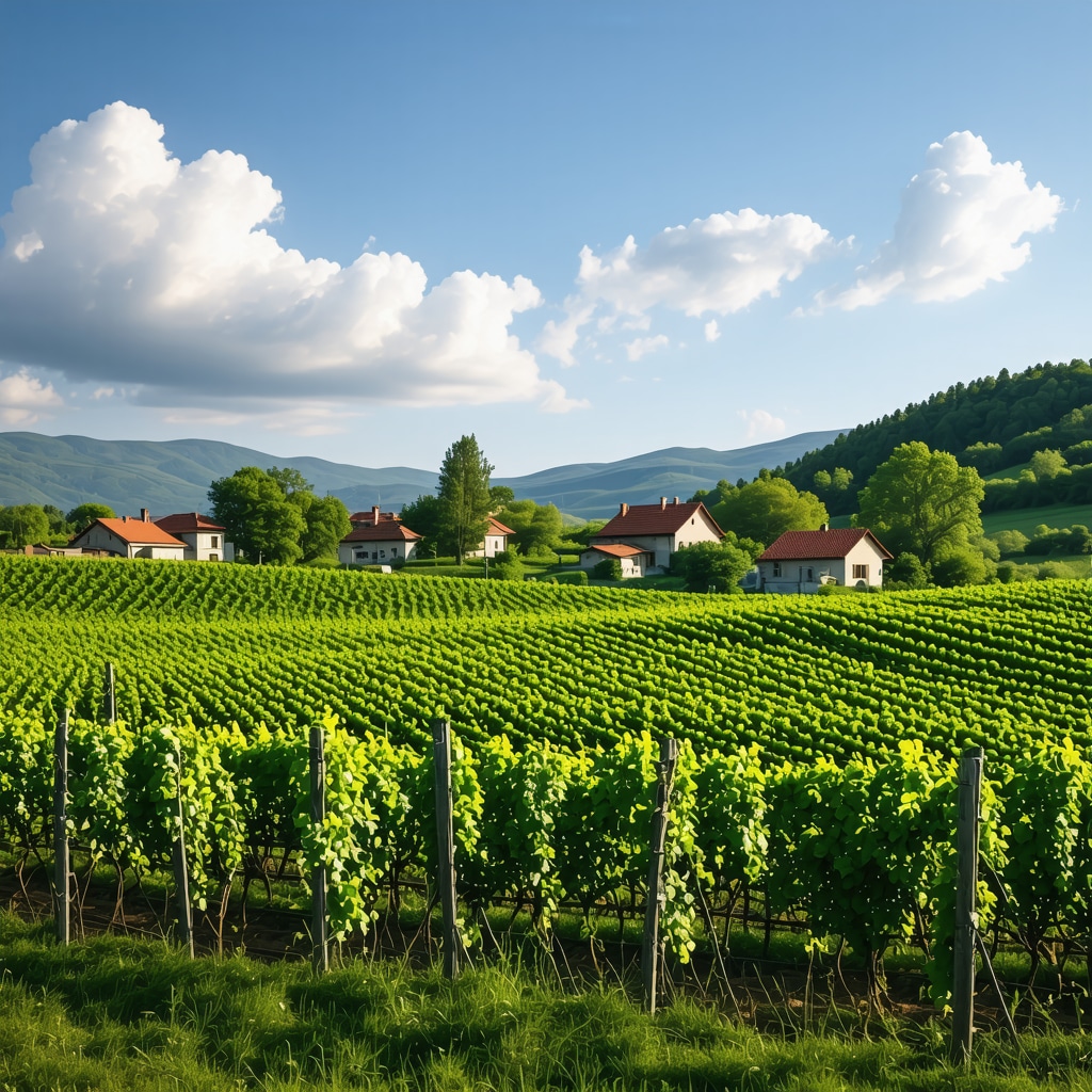 Traditional Serbian village with vineyards and scenic landscape
