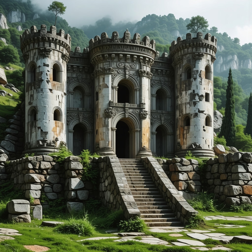 Skanime 3D i kalasë së lashtë në Shqipëri, duke treguar detaje të hollësishme të strukturës së saj të lashtë