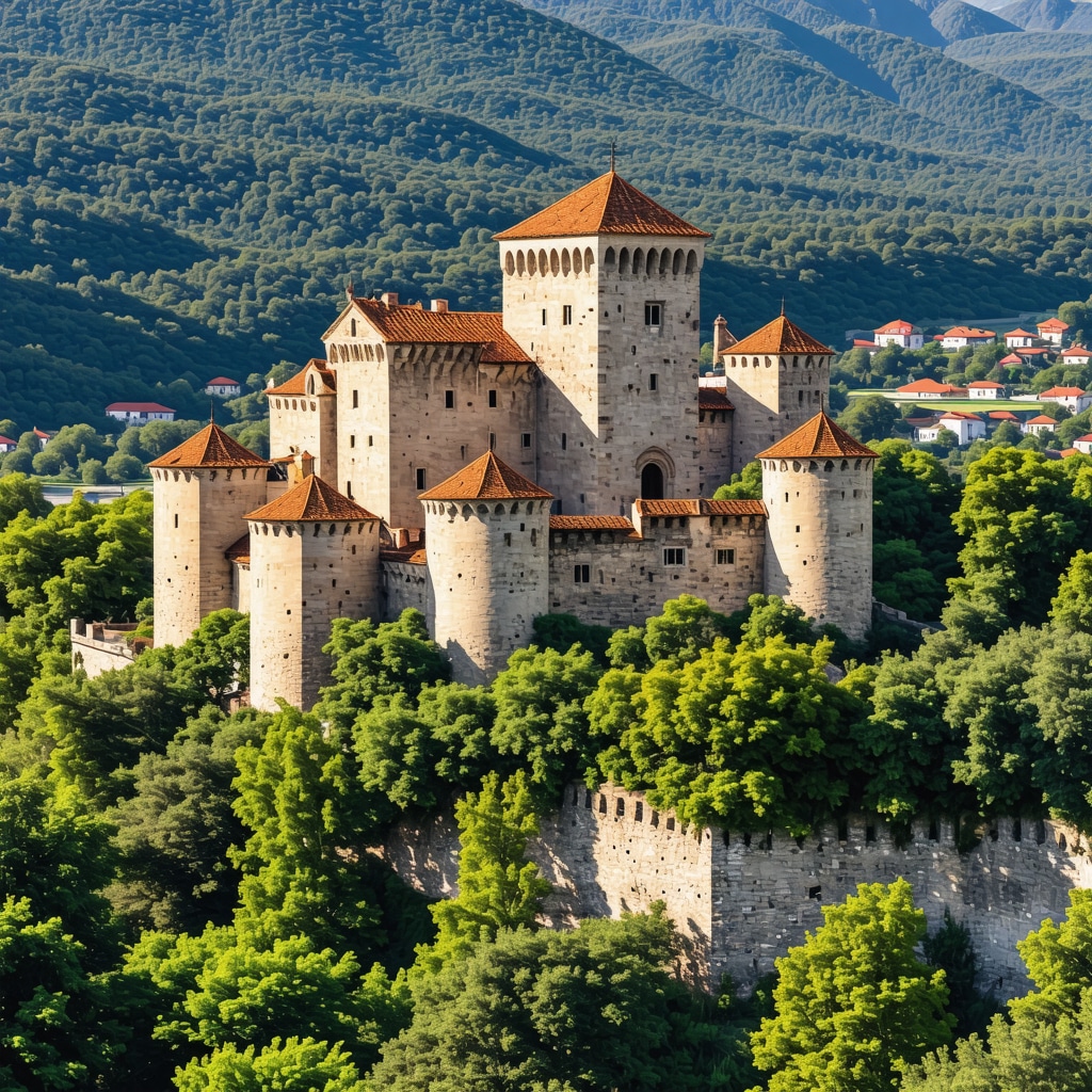 Ancient castles and scenic landscapes in the Balkans showcasing cultural heritage and natural beauty.