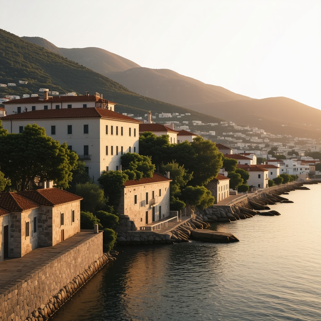 Qytet me ndërtesa historike dhe arkitekturë të ndryshme në Herceg Novi, duke reflektuar ndikime të ndryshme kulturore