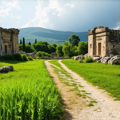 Scenic view of Balkan landscapes with historical sites and cultural festivities