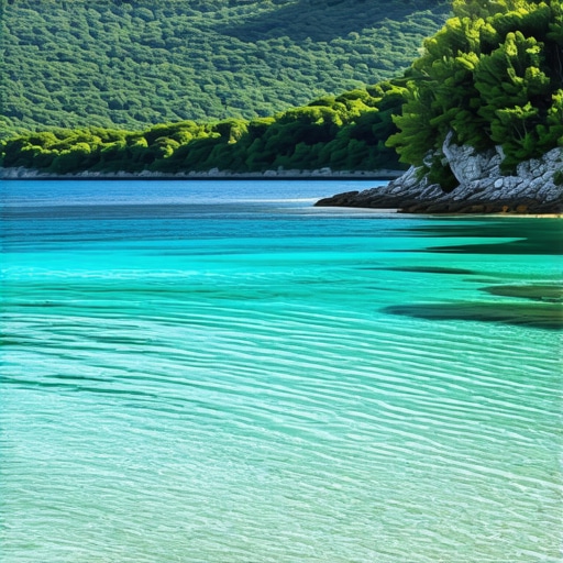 Panoramic view of Mljet's pristine nature with forest and lake