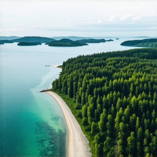 A stunning aerial photograph showcasing Divjakë's pristine beaches, forests, and wetlands, highlighting ecological richness.