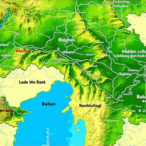 Map of the Balkan region showing hidden cultural and natural sites.