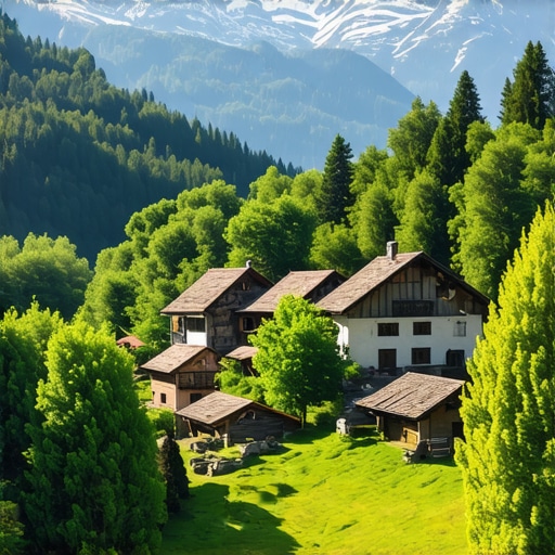 Scenic view of a secluded village in the Balkans with mountains and lush forests