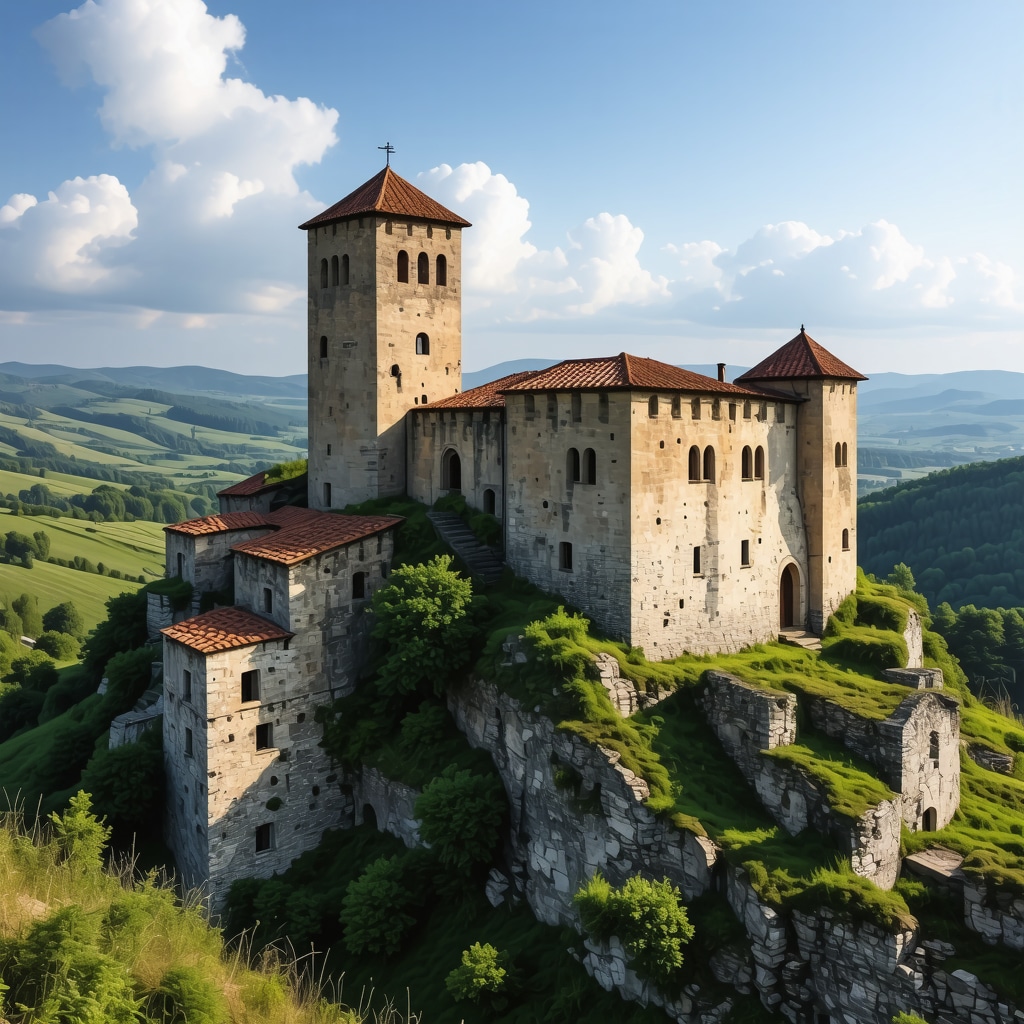 Peisazh me kështjellë të lashtë në ambient natyror të pasur me histori
