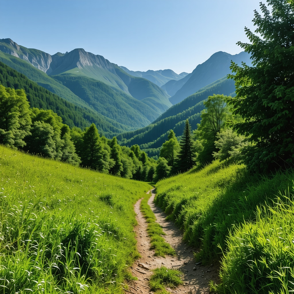 Scenic view of Balkan mountains with hiking trail