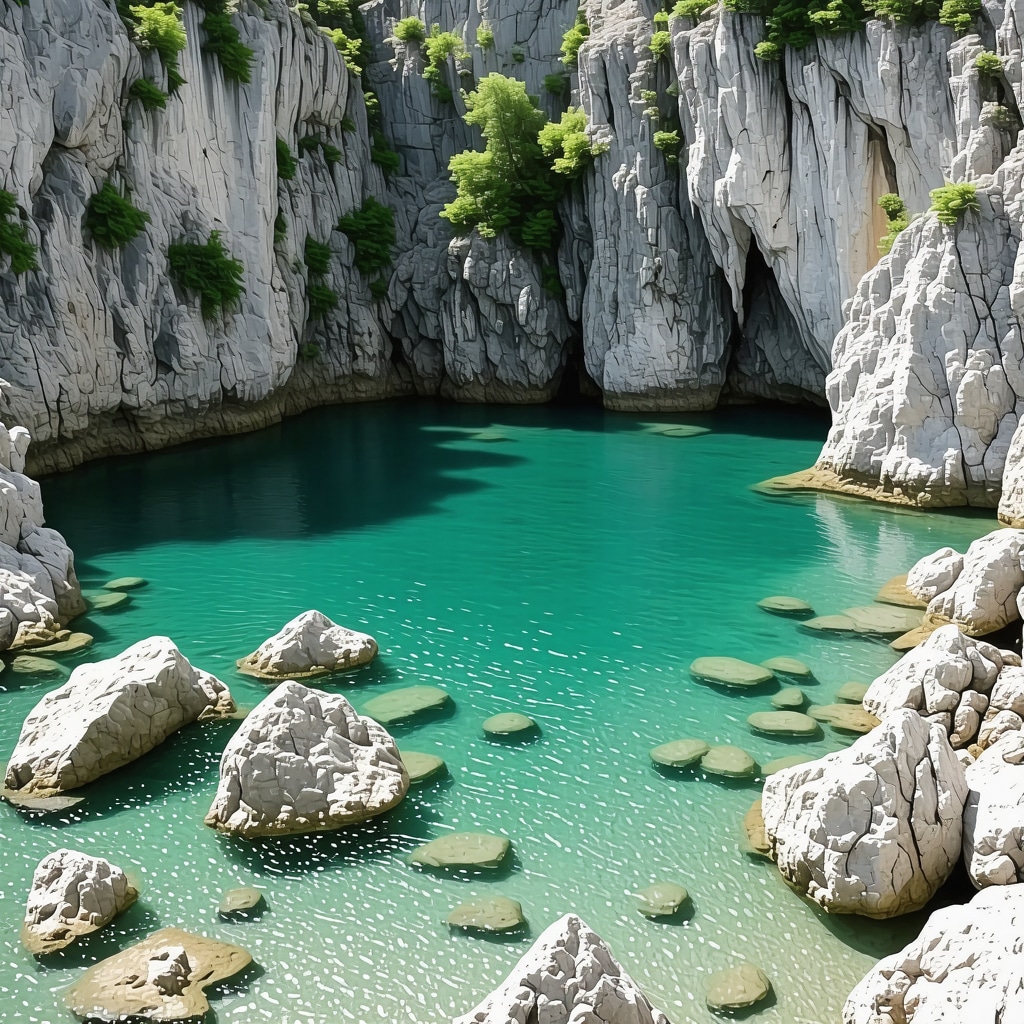 Panoramic view of Matka Canyon with crystal-clear waters and majestic rocks