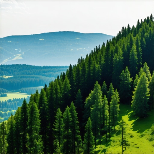 Scenic panoramic view of Romanian mountains and forests