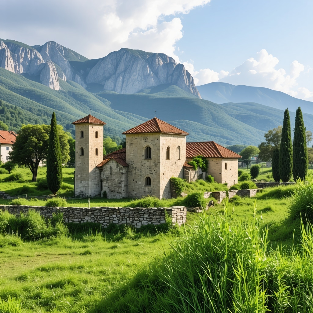 Pamje magjike e maleve dhe monumenteve të lashta në Hercegovinë