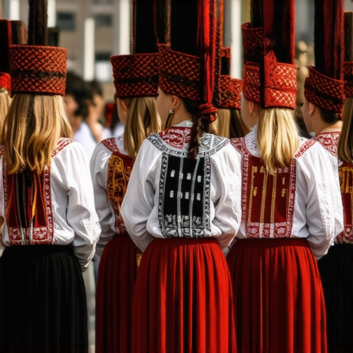 Colorful scene of a traditional cultural festival in Prishtina