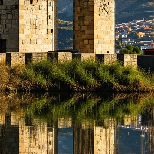 A collection of Albanian cultural heritage sites, including castles and traditional buildings, symbolizing national identity.