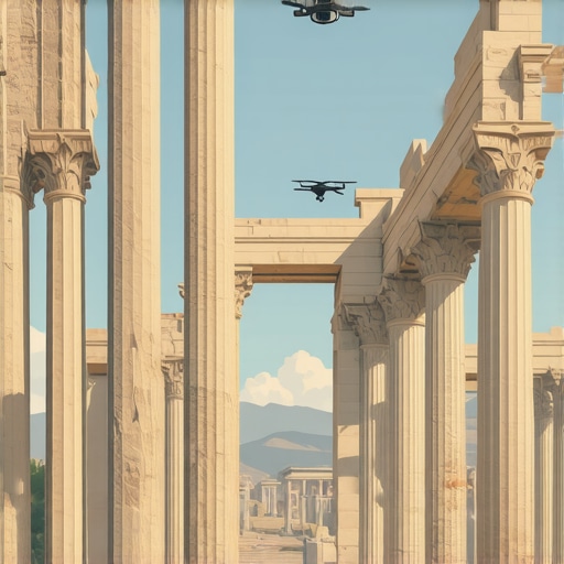 Dron inspektimi i monumentit të lashtë në Greqi me teknologji të avancuar