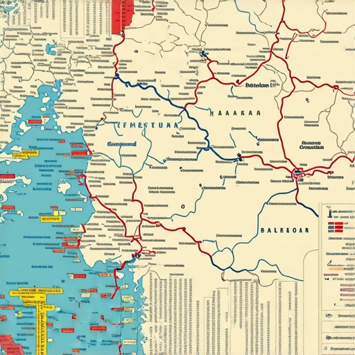 Map showing travel routes and attractions in the Balkan region