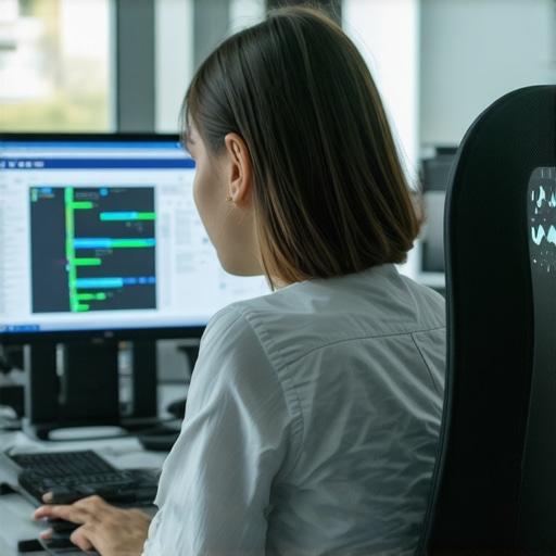 Një person që shikon ekranin me grafikë dhe indikatorë të performancës së serverave në një qendër të të dhënave
