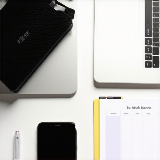 Tools for Seamless Travel Planning Laptop and smartphone with travel planning tools on a desk